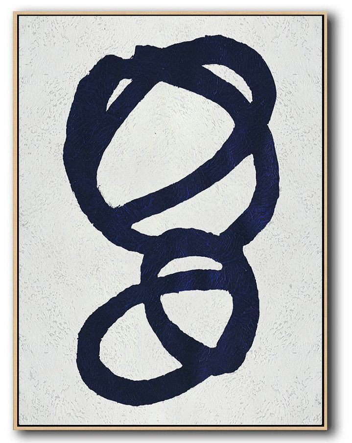 Extra Large Canvas Art,Buy Hand Painted Navy Blue Abstract Painting Online,Modern Paintings On Canvas